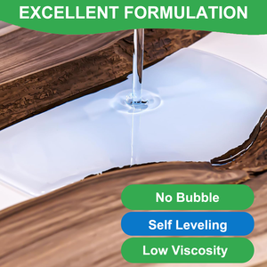 桌面环氧树脂水晶透明高光自流平液体环氧树脂木河桌 - Product Image 3
