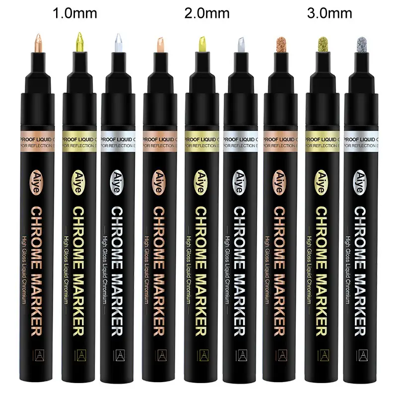 Premium-Lieferanten OEM wirksame Kunst Farbe Spiegel glanz Ölbasierte Farbe Marker Stift Goldener Lösungsmittel silber Liquid Chrome Marker