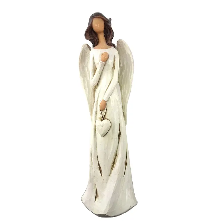 Figurine d'ange en polyrésine blanche, bijou de décoration de maison, cheveux bruns, vente en gros, offre spéciale