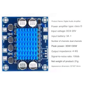 บอร์ดขยายกำลังเสียง Mp3 XH-A232 OKY3462-11 HD, 12V24V ช่องสัญญาณ30W คลาส D 4-8เอาต์พุต100dB อิมพีแดนซ์ SNR - Product Image 3