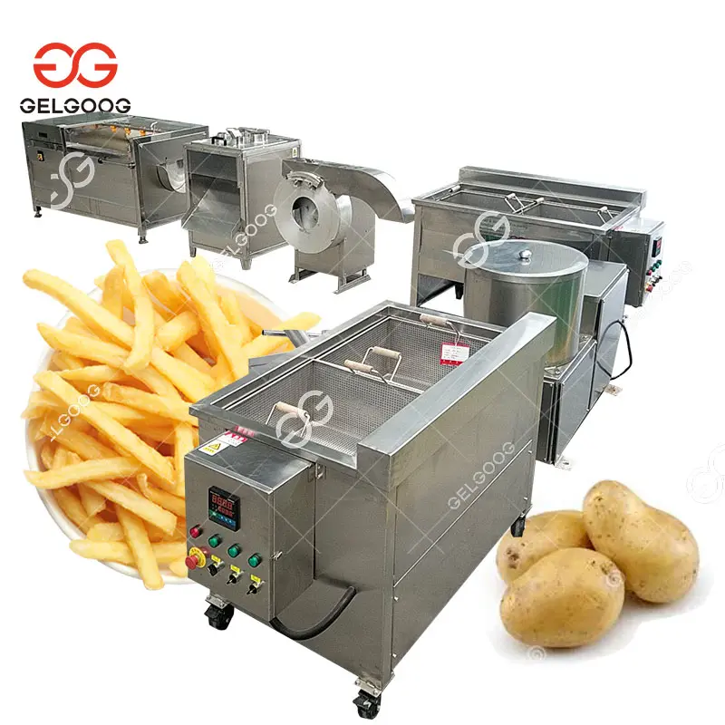 Endüstriyel küçük ölçekli parmak patates Crisps kızartma dondurulmuş patates kızartması yapma makinesi patates cipsi üretim hattı