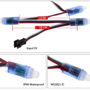 Módulo de luz LED a todo Color, 50 unidades, 4m/6,5 metros, DC5V, WS2811, 12mm, 10cm/15cm, cables IP68, cuerdas led digitales RGB - Product Image 6
