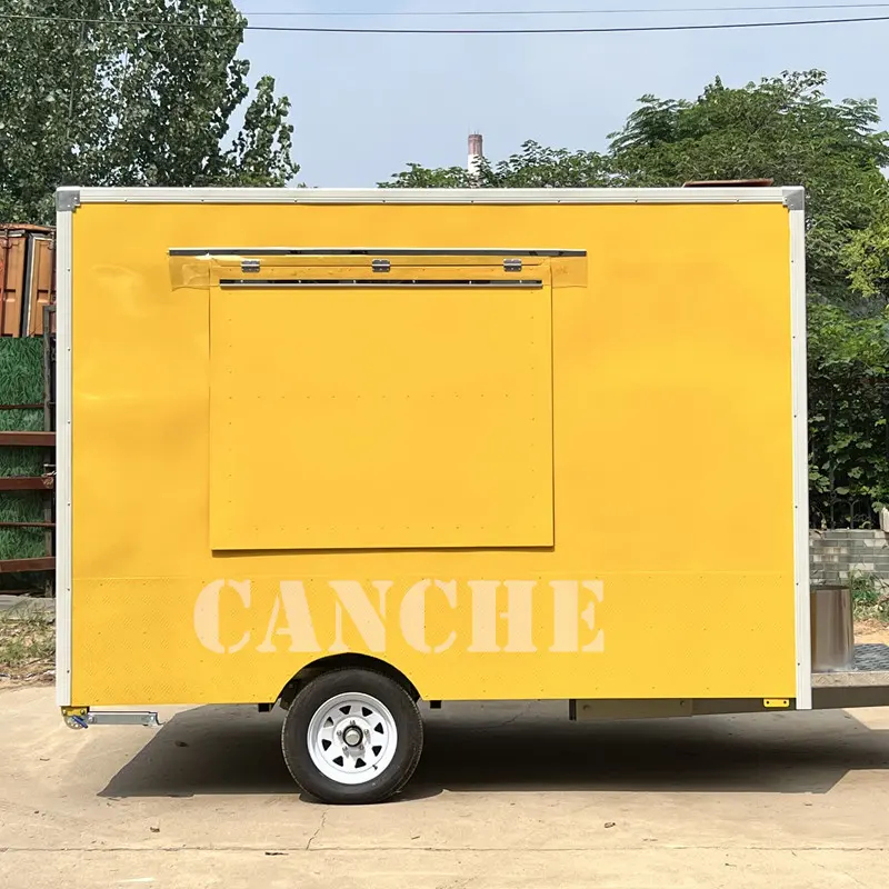 Remolque de comida callejera de nuevo diseño, barra móvil, carrito de helados, coche expendedor de café Vintage a la venta, camión de comida totalmente equipado