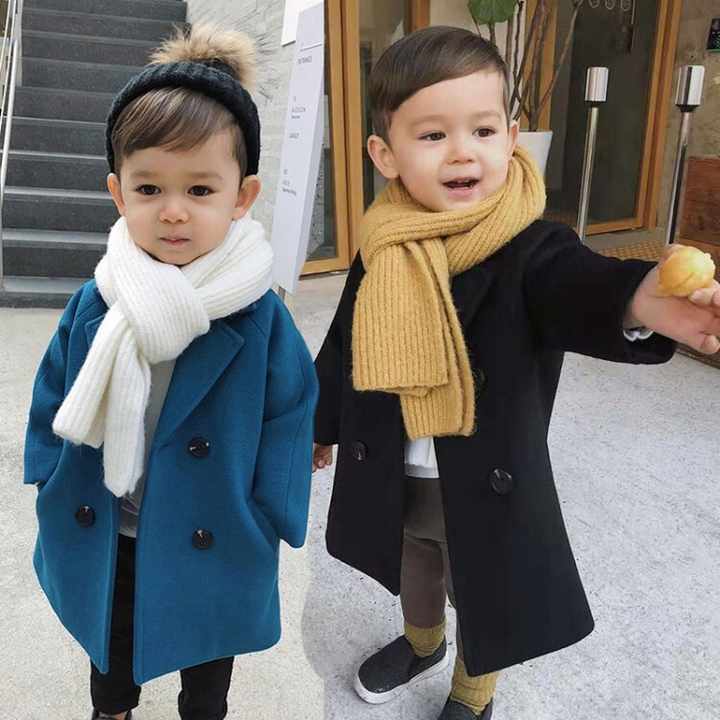 Vente en gros automne hiver manteau en laine pour enfants 2024 automne garçon bébé beau long manteau vêtements d'extérieur pour enfants