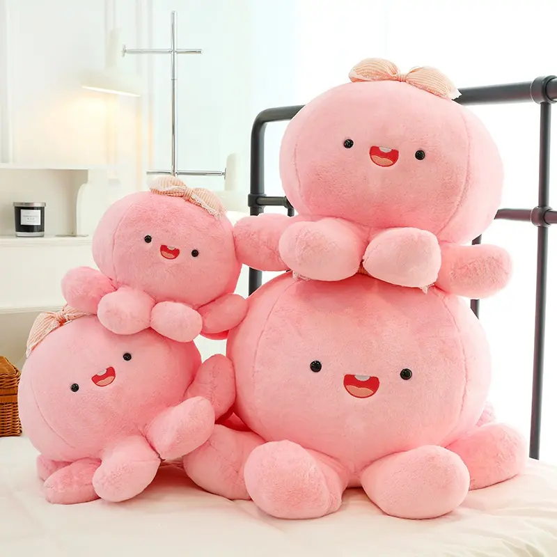 Flauschige süße Plushies Karikatur Meer Ozean Tiere weiche Spielzeuge Dekorationen Geschenke rosa Plüsch Oktopus-Kissen für Mädchen