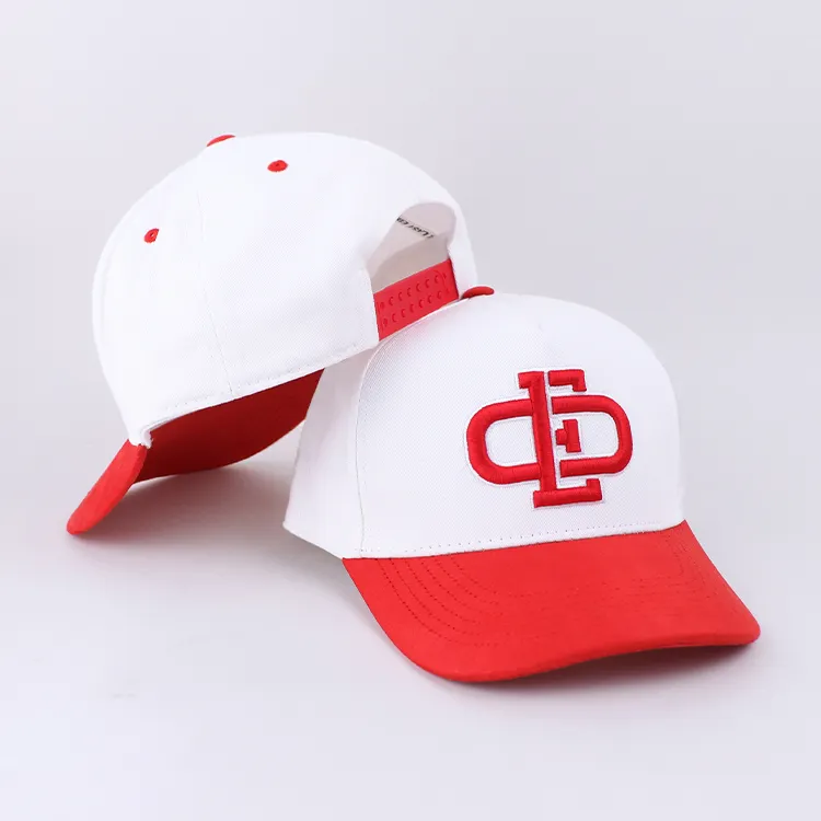 Hengxing oem odm 3d grande lettera ricamata cappello visiera berretto da baseball, doppia fila a scatto sul retro due colori cappellino da baseball di marca