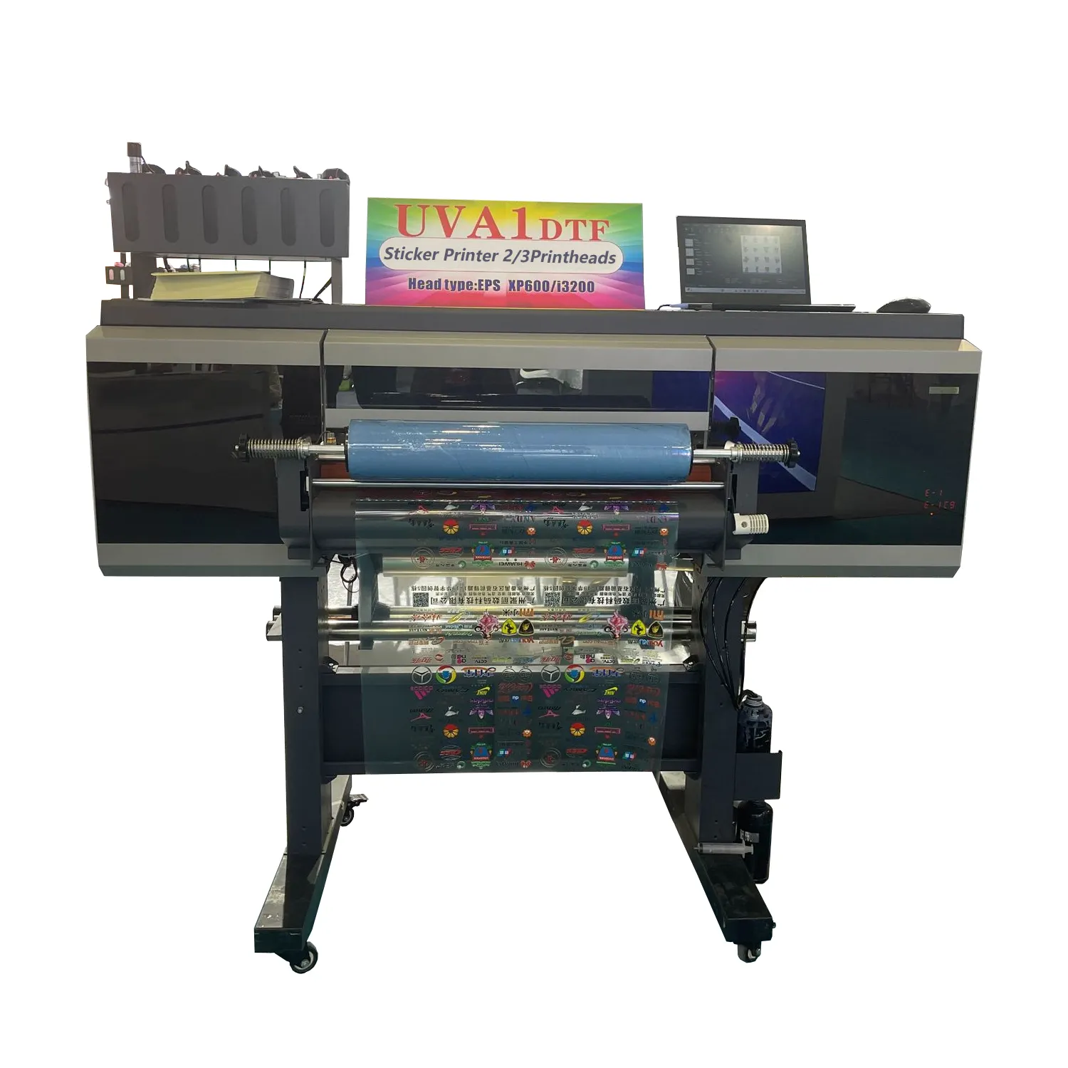 Impresora multifunción UV DTF de 60cm, barniz blanco CMYK y película UV DTF AB, cabezales I3200 para impresora uv sticker DTF