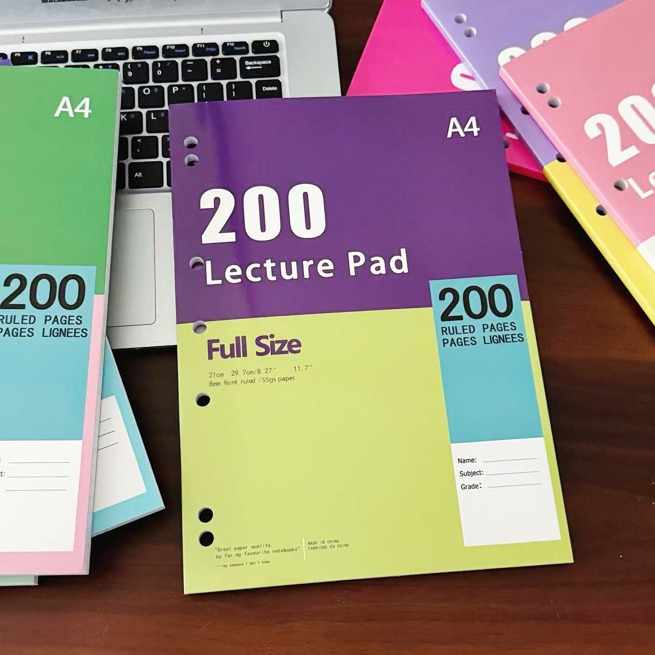 Cuaderno fino de 180 páginas violeta-verde