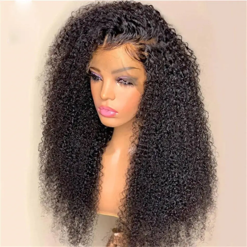 Wig Renda Full Hd Glueless untuk Wanita Hitam Keriting Renda Depan Wig Rambut Manusia Brasil Mentah Hd Lace Frontal Wig Rambut Manusia