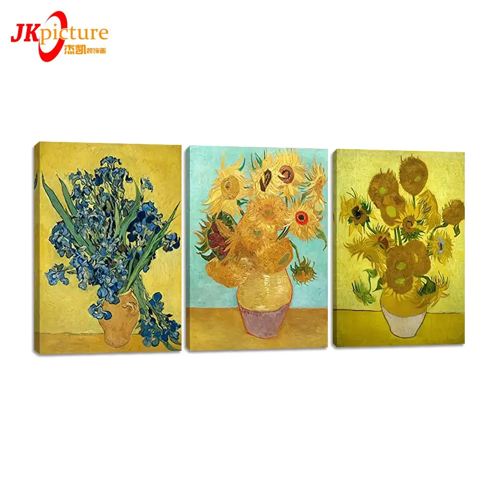 3 لوحة عباد الشمس الاستنساخ الحديثة الزهور قماش يطبع عمل فني الزهور الصور فان جوخ عباد الشمس اللوحة قماش