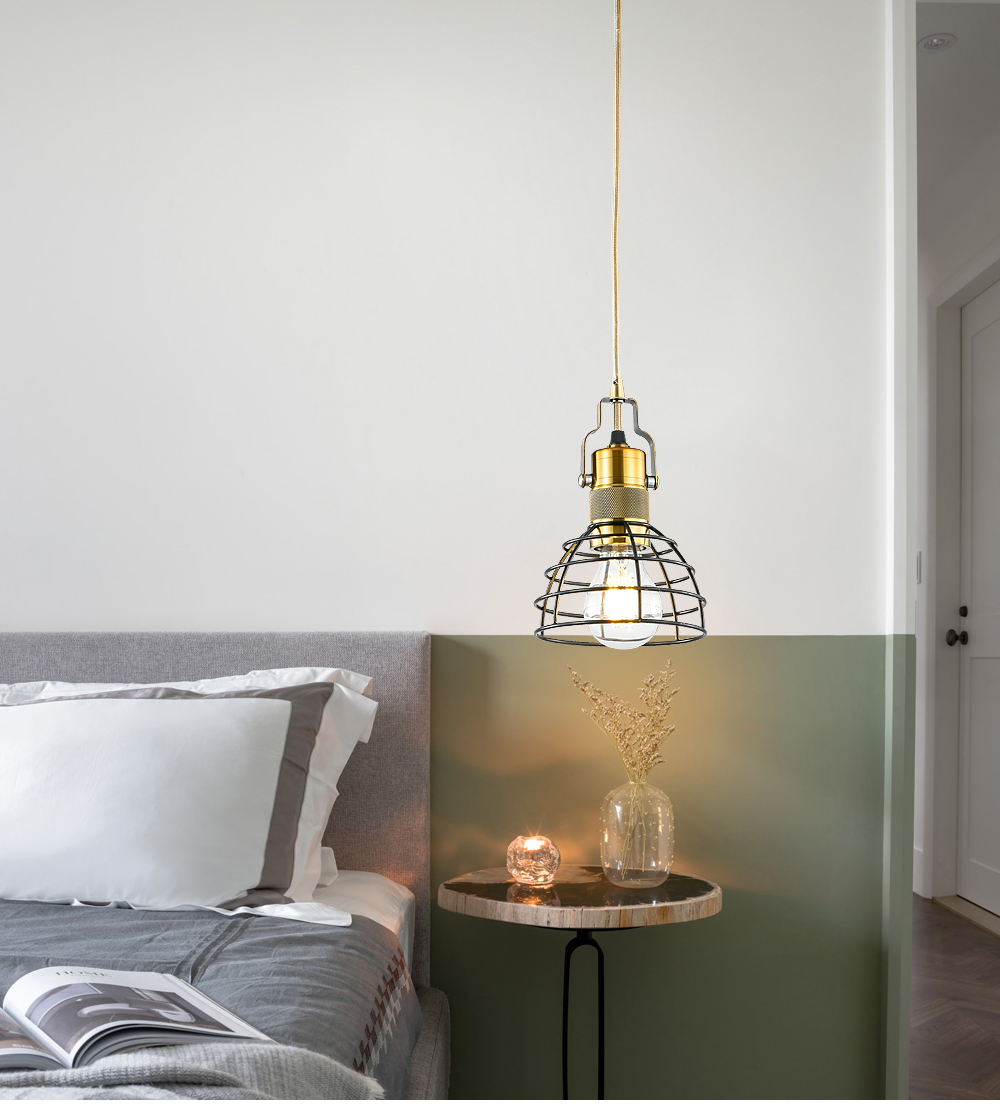 Retro Industrial Pendant Lights Semicircle Creative Coffee Shop Bar Table Single Head Wrought Iron Net Pot Lid Chandelier