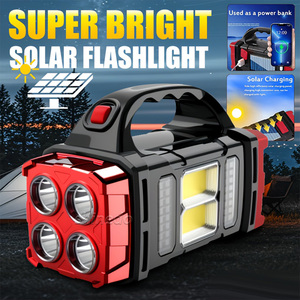 COB đa chức năng Cắm Trại Ngoài Trời Đèn pin USB năng lượng mặt trời có thể sạc lại dẫn ABS cơ thể tìm kiếm di động làm việc Torch đèn pin - Product Image 4