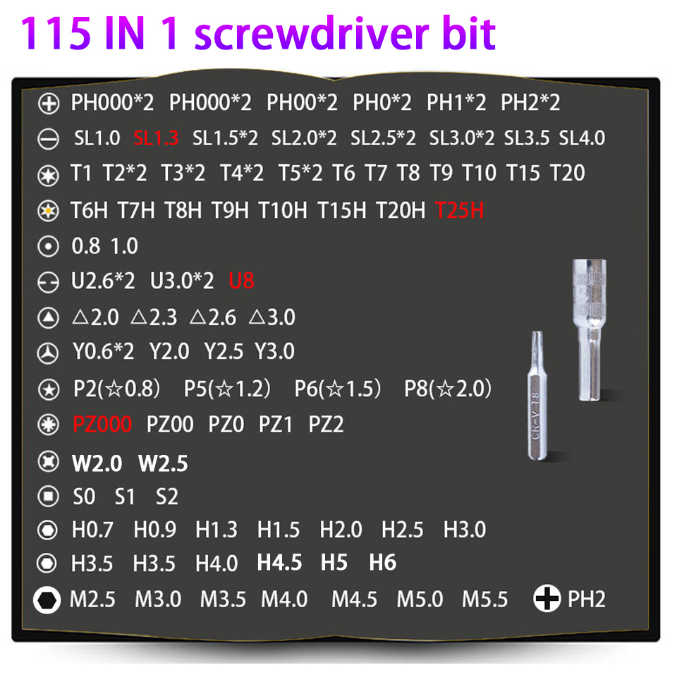 Screwdriver Set 115 In 1 Screw Driver Bit Magnetic Torx Bits Screwdrivers Handle Phone Repair Hand Tools Kit