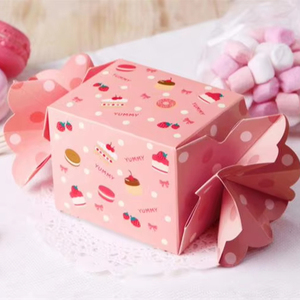 Özel yapılmış logo ayrışabilir kurabiye kutusu pembe şeker şekilli beyaz karton Nougat bisküvi kutusu çocuk günü için - Product Image 1