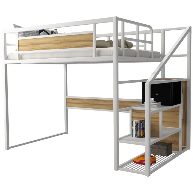 Loft ranza çekmeceli merdiven ev mobilyaları ucuz fiyat kaliteli tek ahşap çocuk kontrplak yüksek yatak loft metal