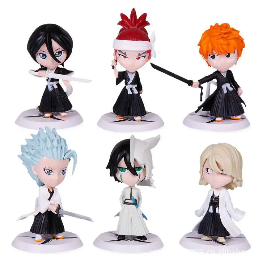 6 adet/takım 8CM Anime figürleri seti ağartıcı şekil seti Anime Bleach Kurosaki ichigo Hitsugaya Toushirou Anime Figuras