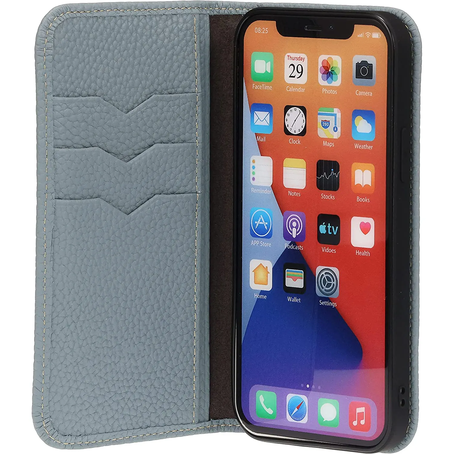 Étui portefeuille en cuir véritable 100% style rétro pour Iphone 13