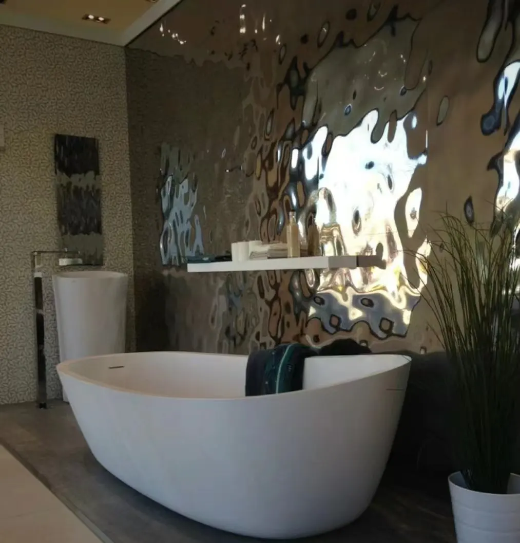 Bordo di sfondo impermeabile decorativo per bagno in fibra di legno e bambù corrugato in fibra di legno co-estruso