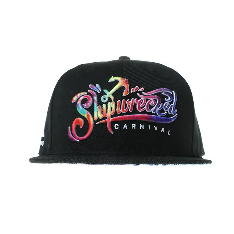 Custom High Quality Hat Men Sports Snapback Cap with Tie Dye Embroidery Printing 3D logo