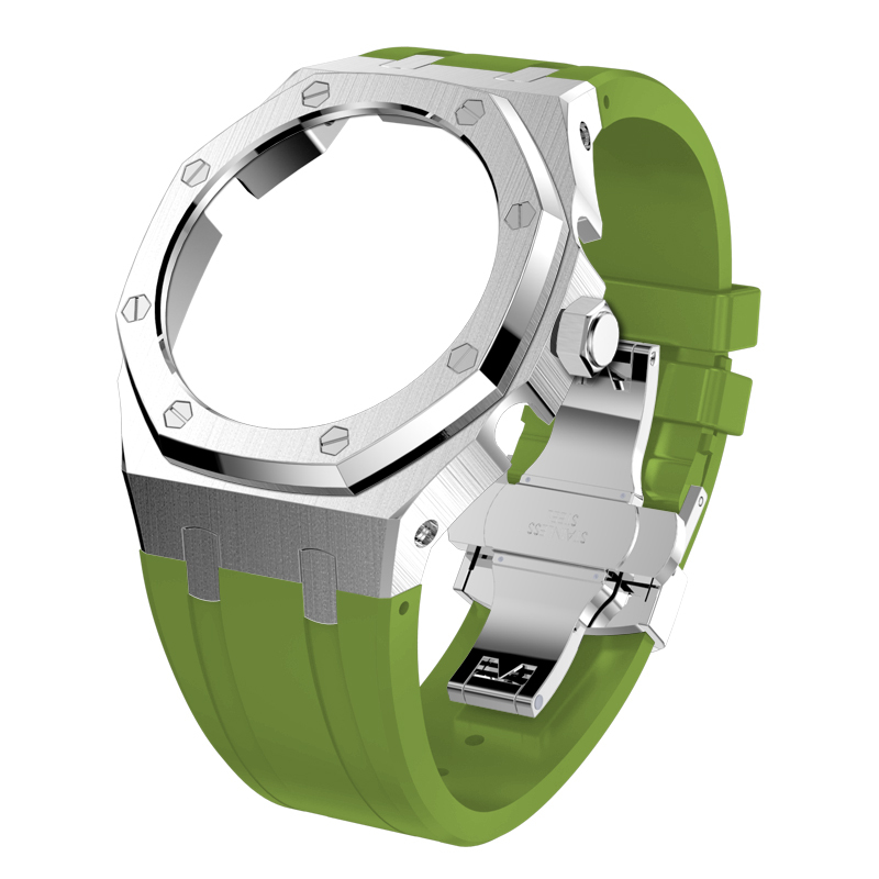 Silver case light green strap
