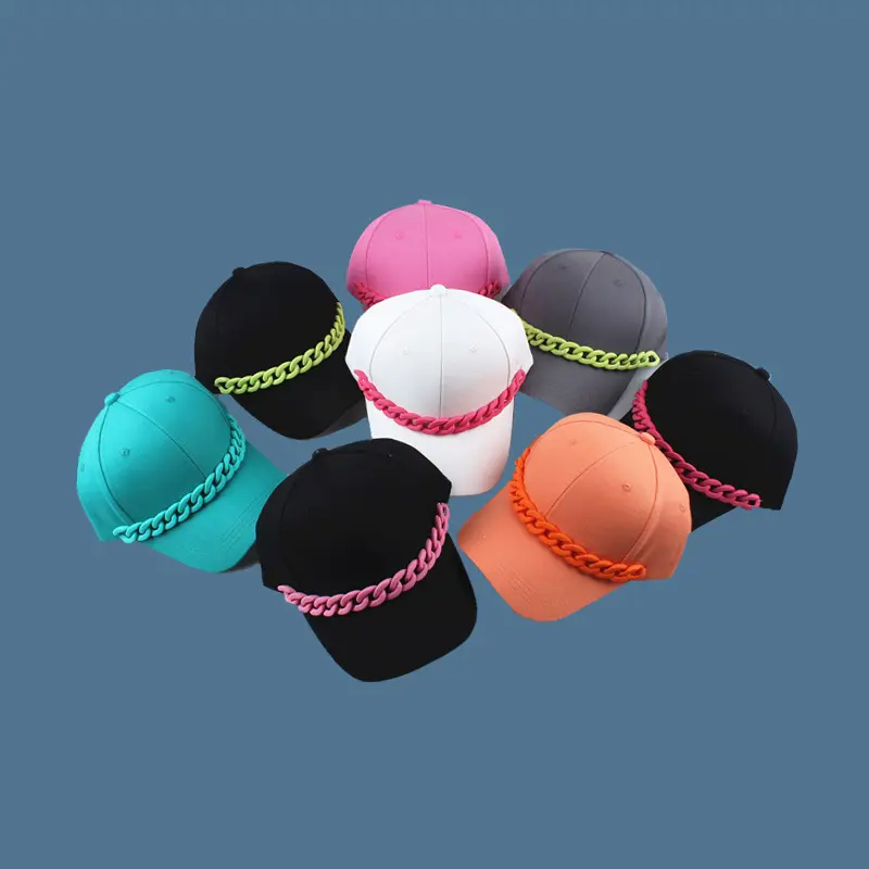 Gorra de béisbol de moda con cadena nueva alta calidad estilo hip-hop sombrilla protector solar gorra de béisbol