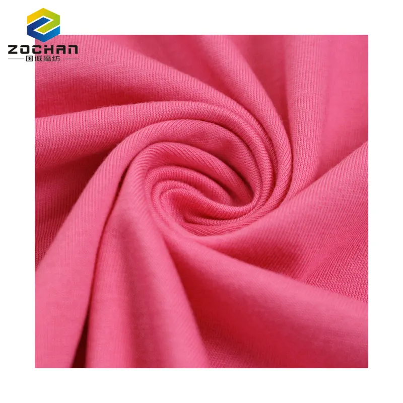 Usine 190g 100% coton jersey simple rose respirant mèche tissu tricoté pour robe