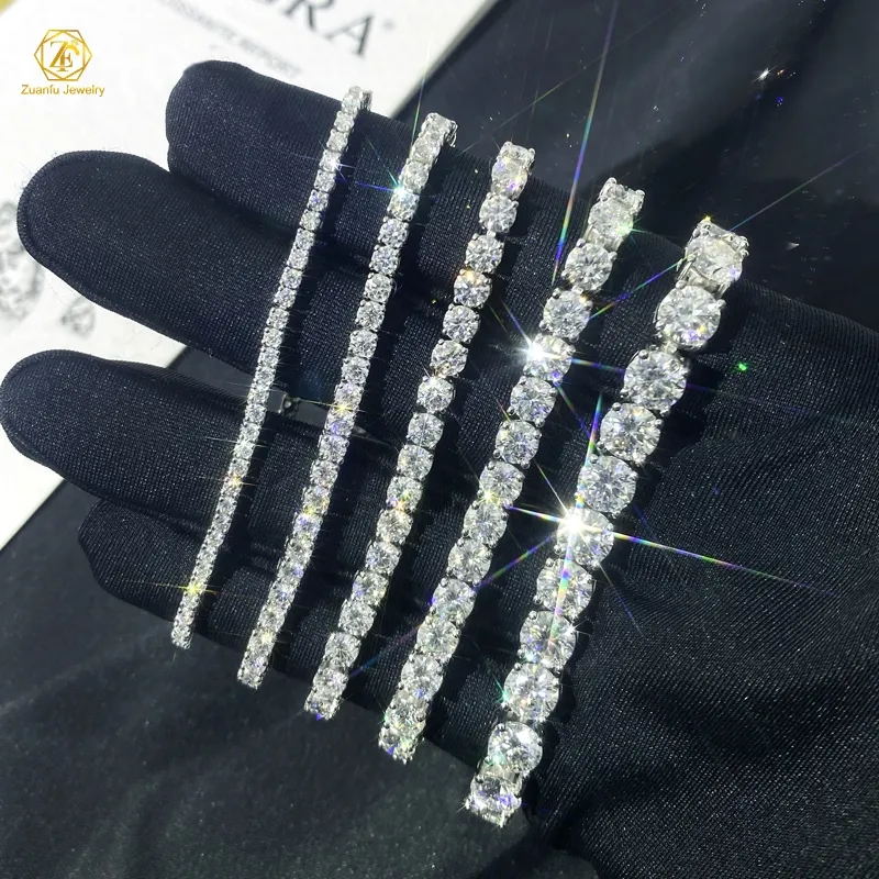 Gioielli Hiphop 925 in argento Sterling Lab Diamond Moissanite 2 3 4 5mm 10k 14K bracciale regolabile per donna