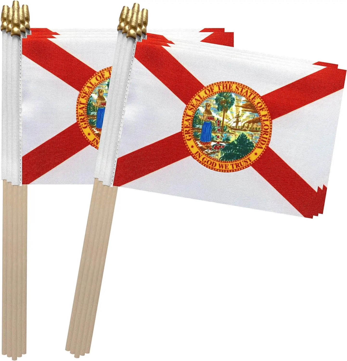 Drapeau américain de la Floride FL sur bâton en bois Petits mini drapeaux à main 4x6 pouces
