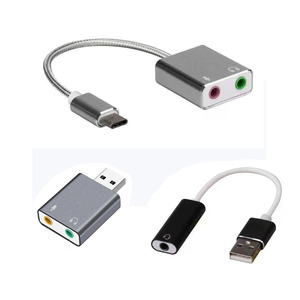 Aux Jack <strong>Headphone</strong> Audio Adapter Sound Card for Mobile Phones Computer Desktop Pc Tablet <strong>With</strong> Extension Cable - Product Image 1