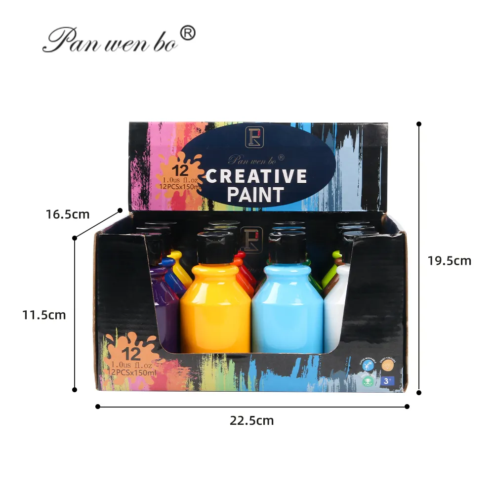 Venta al por mayor artista pintura arte dibujo suministros 12 colores graffiti pintura niños pintura acrílica