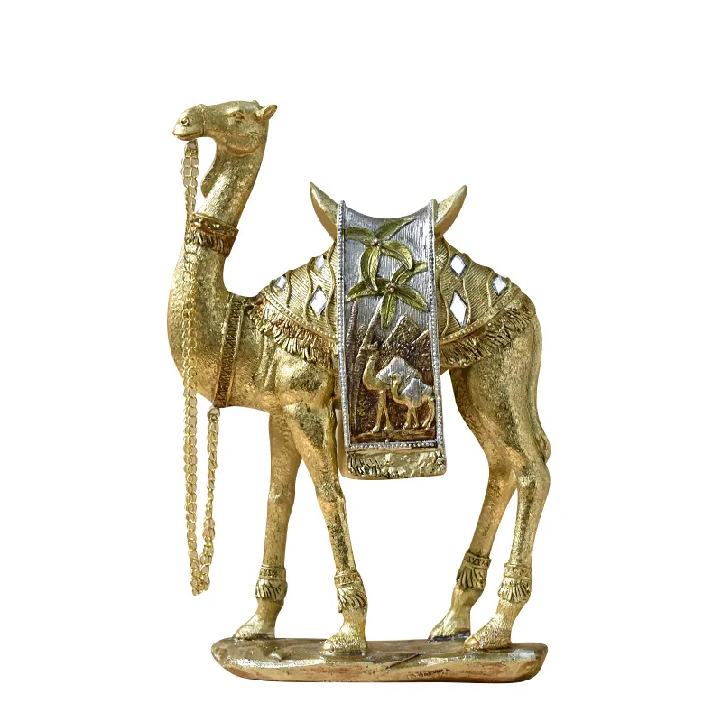 Luxury Retro Modern Resin Camel Home Decor Accessories Shop Decorations Good Gifts Customized Resin Golden Camel Figurine Statue