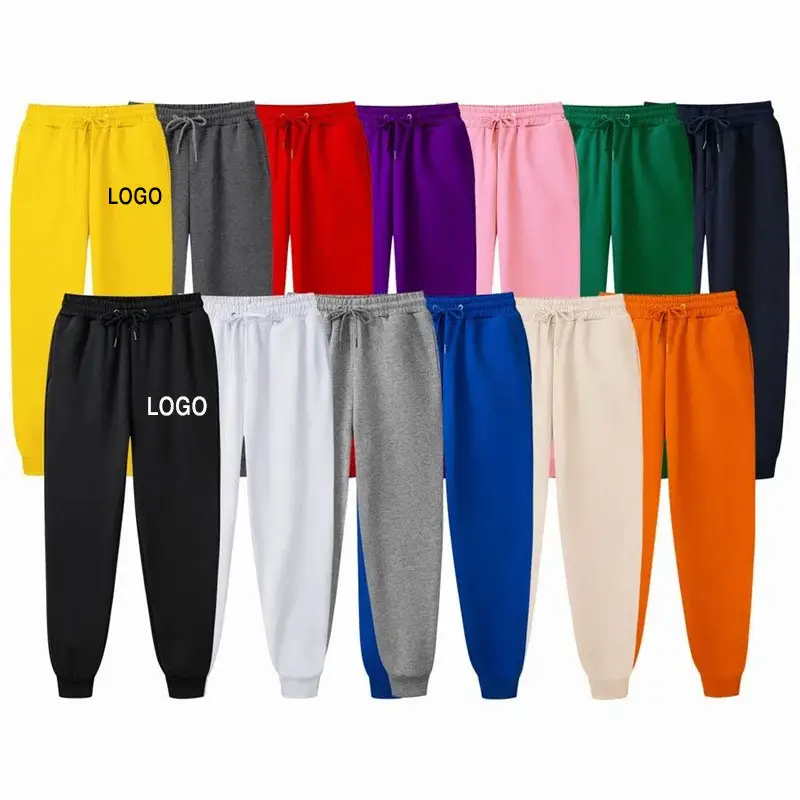 Özel logo toptan boş Unisex Sweatpants baskılı düz yığılmış ter pantolon erkekler için jimnastik eşofmanı eşofman altları polar Sweatpants