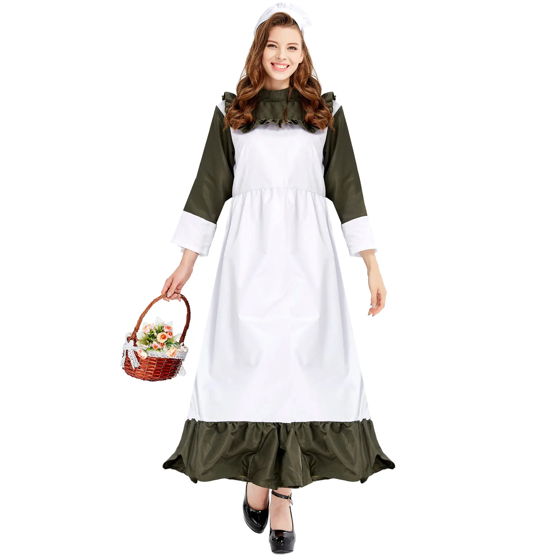 M-XL Halloween costume Long skirt maid costume Oktoberfest Stage show beer costume maid