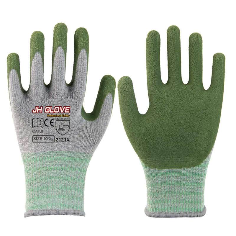 Guantes DE TRABAJO recubiertos de látex de seguridad con carcasa de poliéster gris para paisajismo Mecánica de manejo de materiales