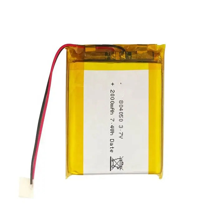 Batterie Rechargeable Lipo 804050 3.7V 2000 mAh pour haut-parleur de jouet caméra à lumière LED avec connecteur à broche JST 1.0/1.25/1.5/ 2.0/2.5