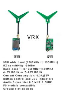 長距離1.3GHzFPVビデオトランスミッターVTX-1G3 VRX-1G3-V2 2CH 9CH FPV RCレーシングドローンゴーグル用Widバンドビデオレシーバー - Product Image 3