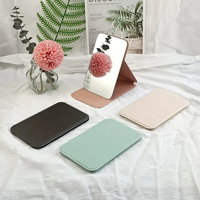 New arrival PU Leather Stand Up Desktop Folding Makeup Mirror Table Mirror Travel gift Cosmetic Mirror