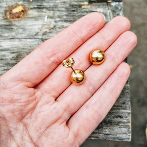 EManco简约不锈钢耳环套装简约球钉女性时尚14k镀金派对饰品