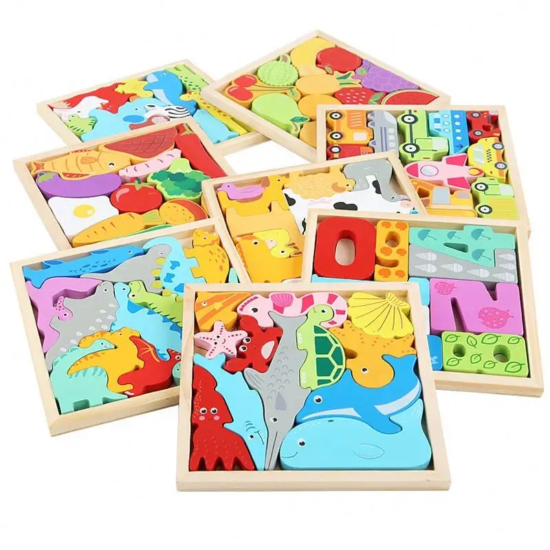 Puzzle in legno per bambini educazione precoce Puzzle a mano Puzzle per frutta e verdura 3d giocattoli in legno
