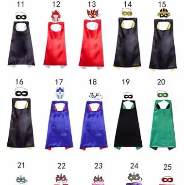 147 Styles Double Side Cape and Mask 70*70cm Super Hero/Girl Cape with Mask for kids Christmas Halloween Cosplay Cape Costumes