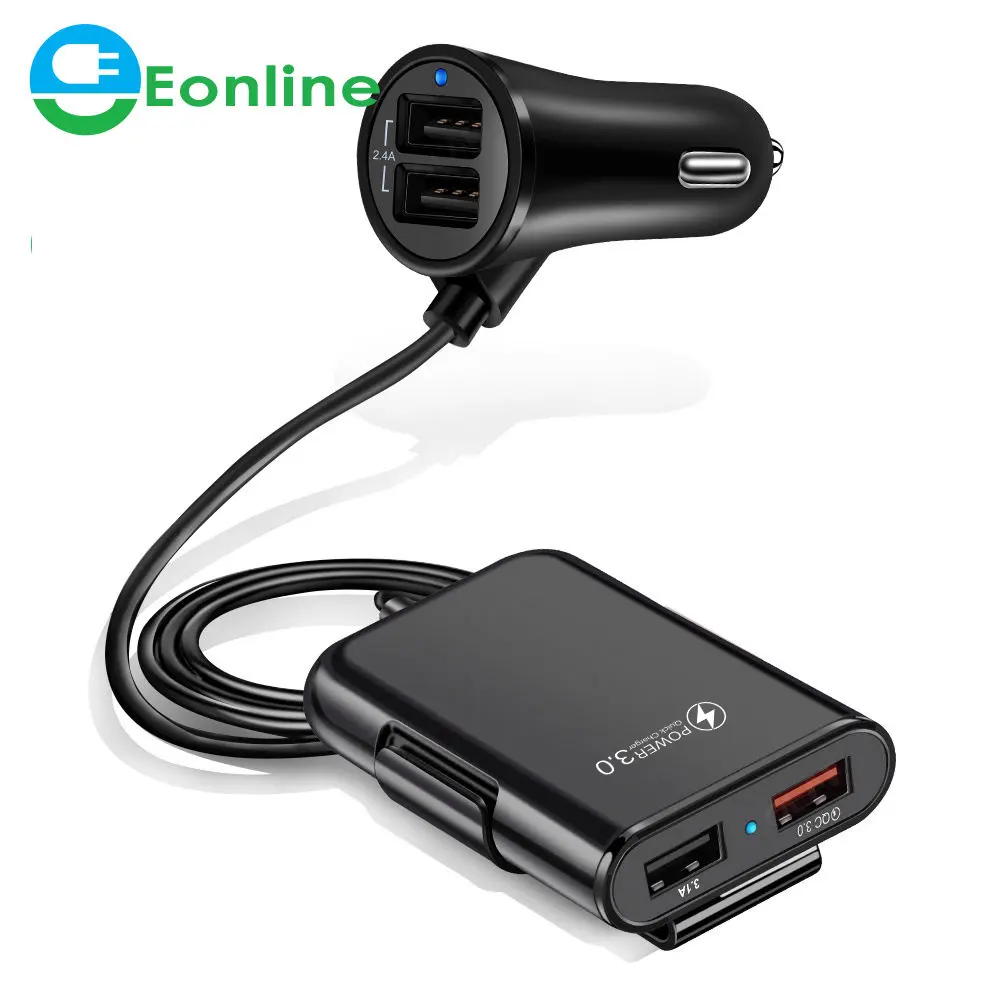 Universal USB Fast Adapter With 5.6ft Extension Cord Cable für MPV Car Phone 4 Ports FAST 3.0 3.1A USB für iPhone Charger Car