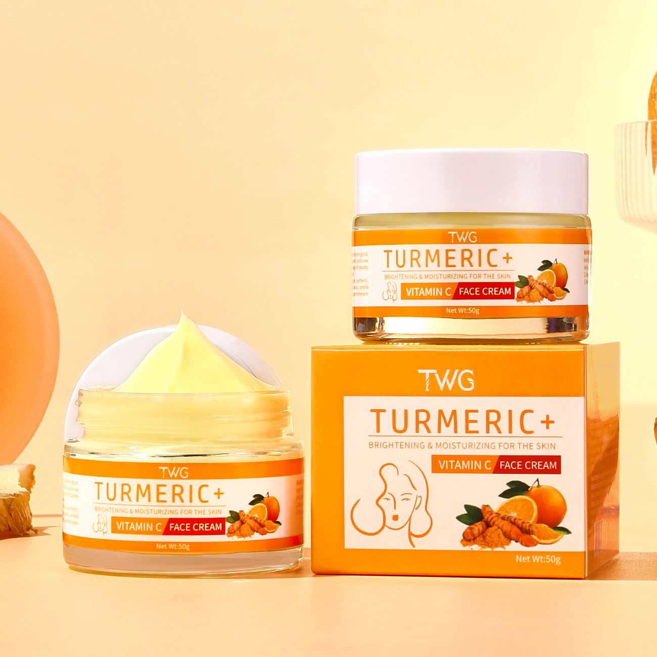 5824 TWG Crème blanchissante pour le visage au curcuma et vitamine C 50 g