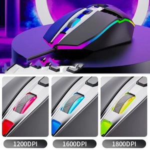 Free Wolf เมาส์เล่นเกมระดับมืออาชีพ V2 RGB,เมาส์มีสายนำแสงปรับได้1800DPI - Product Image 6
