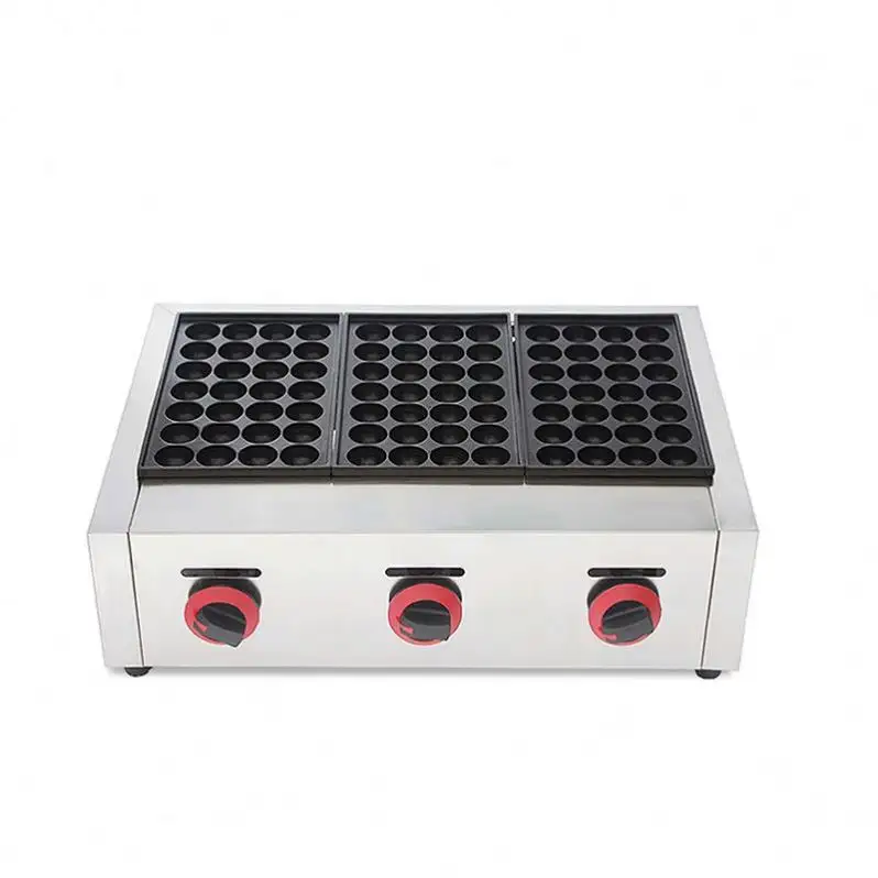 Commercial Japanese Food Machine Gas Fish Grill Double Plates Takoyaki