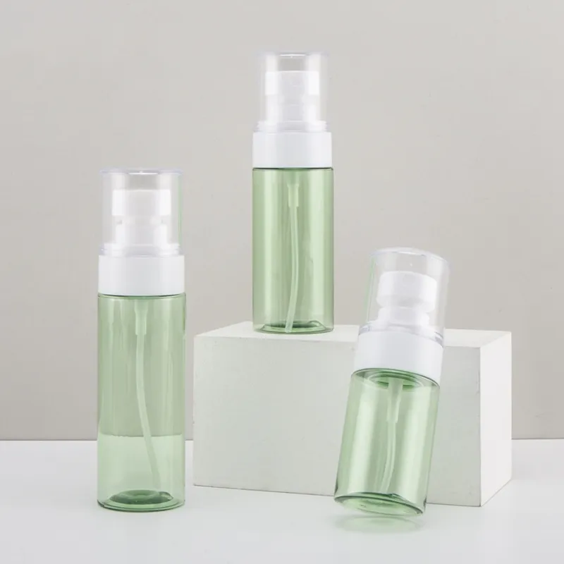 30ml50ml60ml semi-transparente verde névoa fina hidratante spray garrafa sub-embalagem gel emulsão garrafa pequena garrafa de spray