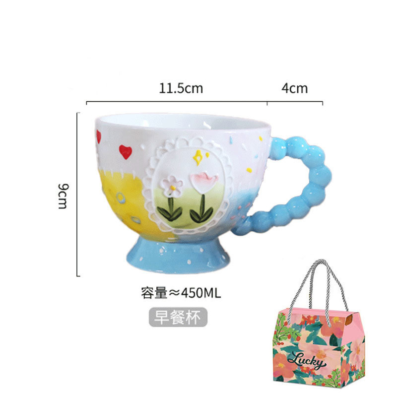 Coffret cadeau à poignée perlée tulipes à carreaux