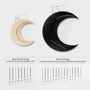 15弦クレセントムーンタイプライアCキーハープポータブルライア鋼線弦ミニ弦楽器 - Product Image 5