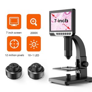2000 Times Magnification 7 Inch HD Large Screen Dual Lens Support Cell <strong>Detection</strong> Support <strong>Computer</strong> Viewing 10+1LED - Product Image 6