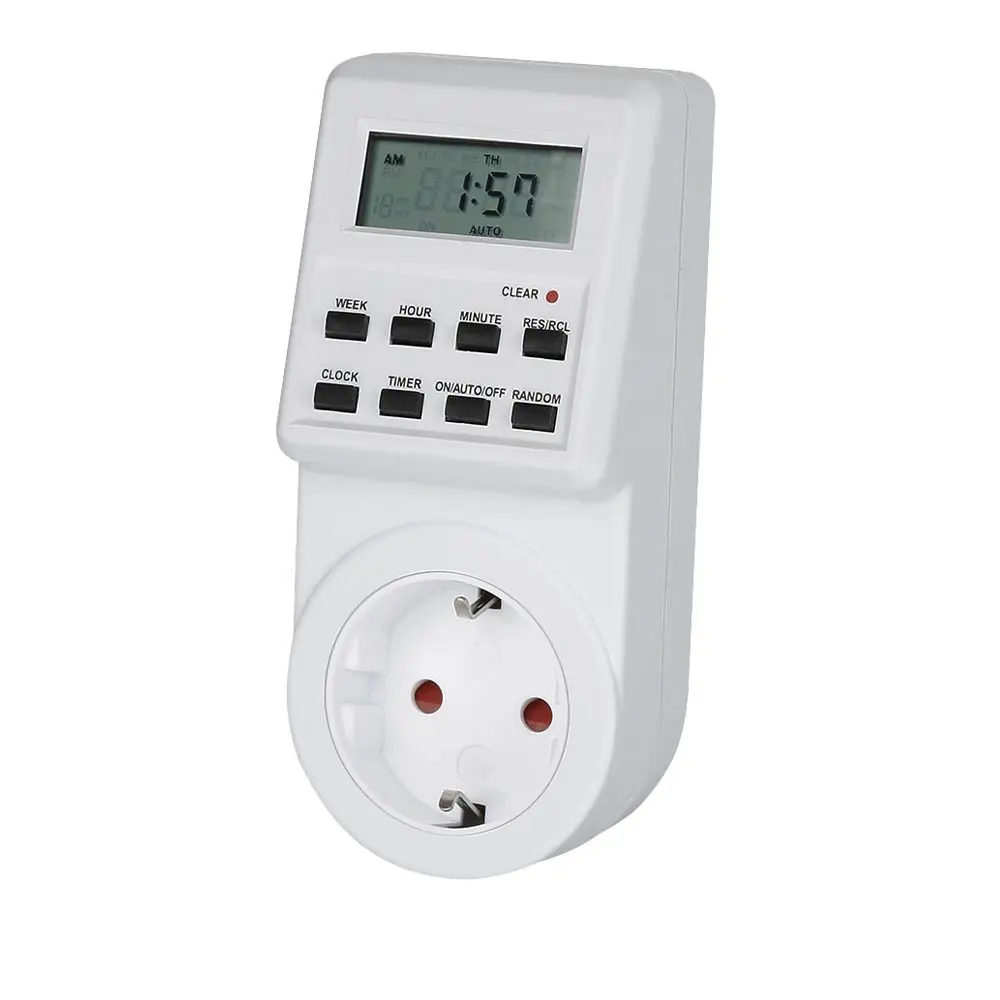 Tipo F standard UE Settimanale Digitale Programmabile Timer Da Cucina Spina Interruttore Interruttore 230V