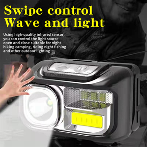 Có thể sạc lại không thấm nước COB LED cắm trại Đèn pha với ánh sáng màu đỏ, đầu <span class=keywords><strong>torchlight</strong></span> cảm biến sáng đèn pin - Product Image 4